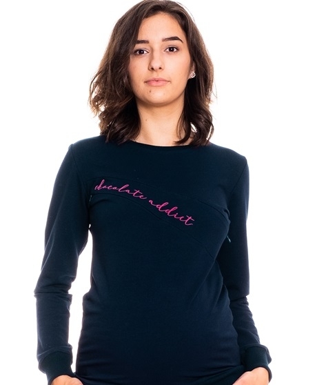 Be Maamaa Tehotenská, dojčiace mikina Chocolate Addict, granátová, veľ. L-#Velikosti těh. moda;L (40)
