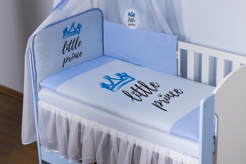 Baby Nellys 4-dielna sada mantinel s obliečkami Little Prince + nebesá, modrá. 1