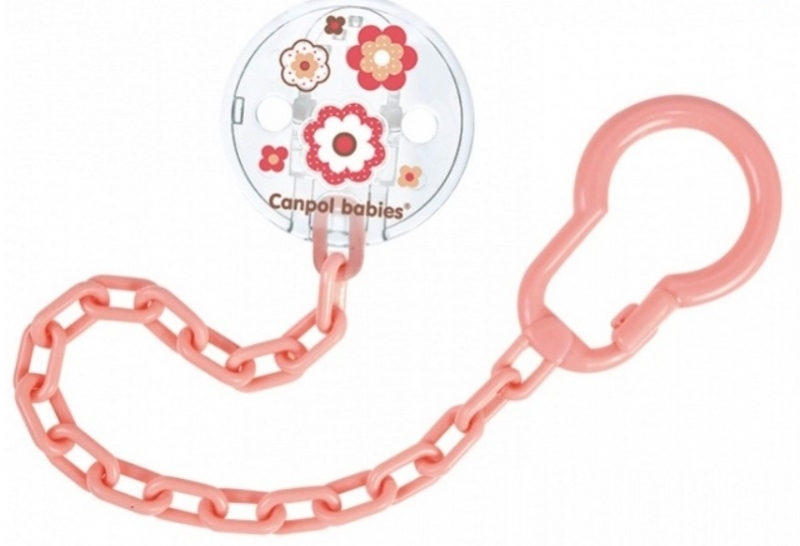 Retiazka na cumlík Canpol Babies - Newborn baby, lososová (VZOR: NEWBORN BABY,  KOD: 10/877, CANPOL)