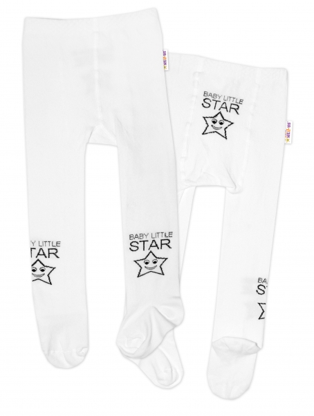Detské pančuchy bavlnené Baby LITTLE STAR, biele, veľ. 80/86