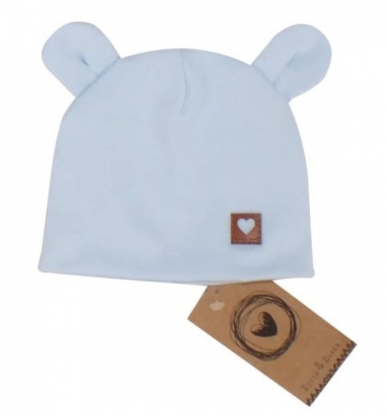 Dvojvrstvová bavlnená čiapočka LOVE TEDDY, sv. modrá