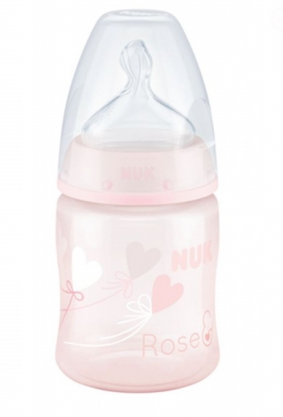 Fľaštička NUK Baby Rose 150 ml, ružová (OBJEM: 150 ML, VEK: 0-6M, RôZNE MOTíVY)