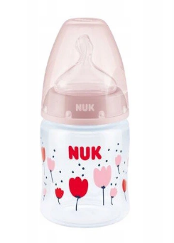Fľaštička NUK s indikátorom teploty 150 ml, ružová (OBJEM: 150 ML, VEK: 0-6M, RôZNE MOTíVY)