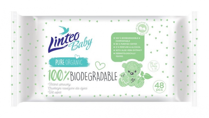 Vlhčené obrúsky LINTEO BABY Aqua sensitive, 48 ks v balení