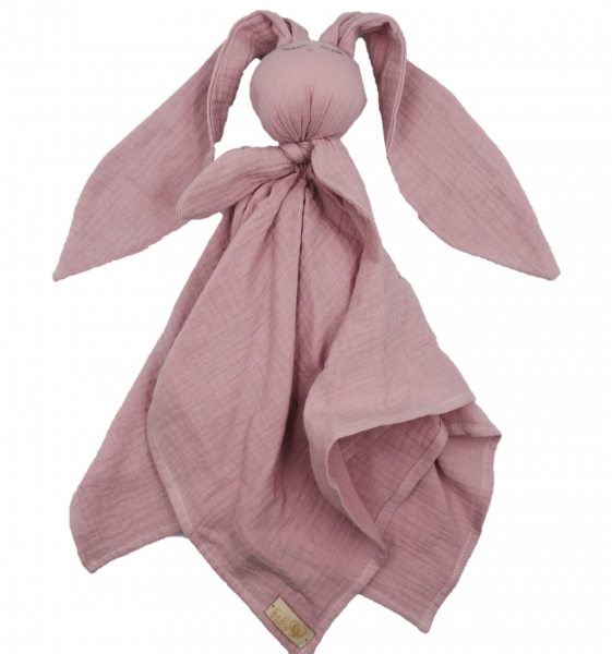 Hug Me Bunny Mušelínový maznáčik, plenka s oušky 65 x 60 cm, starorůžová