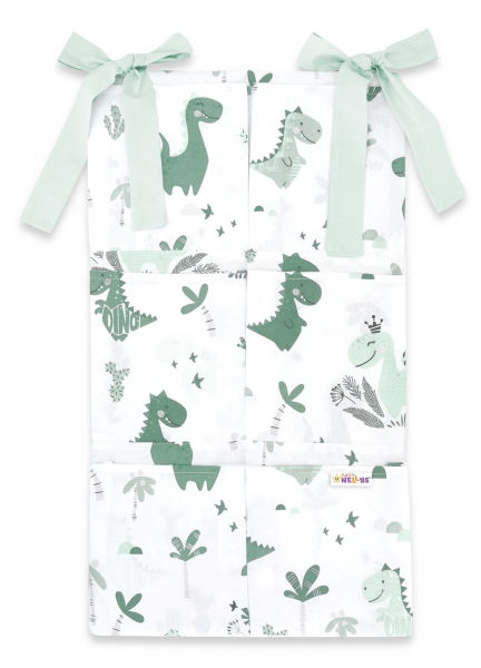 Bavlnený vreckár na postielku DINO, máta