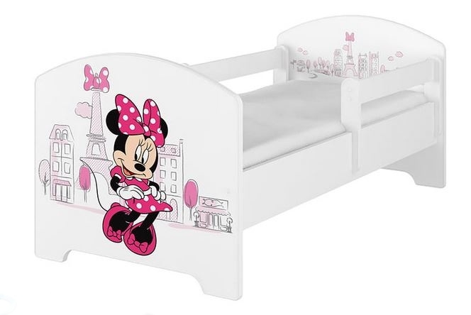 BabyBoo Detská postel Disney - Miniie Paris - biela s materacom, 160 x 80 cm