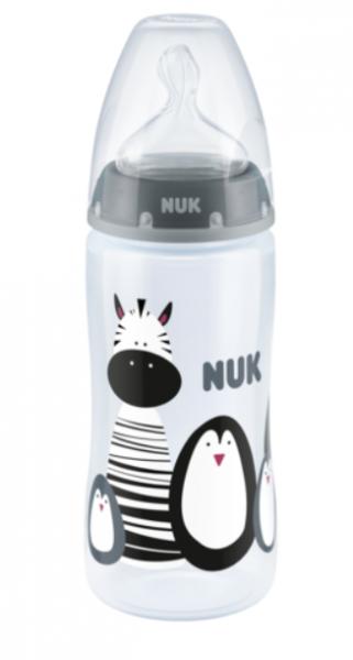 NUK Fľaštička s idndikátorem teploty 300 ml, sivá (OBJEM: 300 ML, VEK: 6-18M, RôZNE MOTíVY)