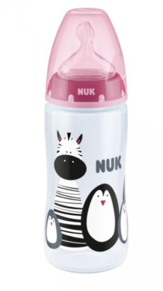 NUK Fľaštička s idndikátorem teploty 300 ml, ružová (OBJEM: 300 ML, VEK: 6-18M, RôZNE MOTíVY)