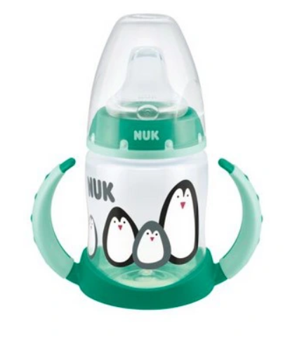 NUK Hrnček First Choice s úchytmi Tučňáci - tyrkysová, 6 - 18 m+ (NUK, 150 ML, 6-18M, FARBA: TYRKYSOVá)
