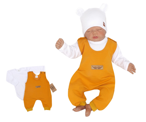 Kojenecká 2-dielna súprava body + nohavice - horčicová, veľ. 62