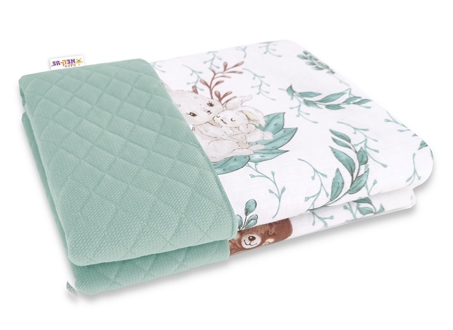 Baby Nellys Obojstranná prešívaná deka Bavlna + Velvet 100x70cm, LULU natural - zelená