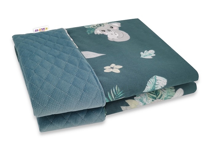 Baby Nellys Obojstranná prešívaná deka Bavlna + Velvet 100x70cm, Tropical Koala - zelená