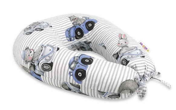Bavlnený dojčiacy vankúš Baby Nellys, Baby Car - modrá