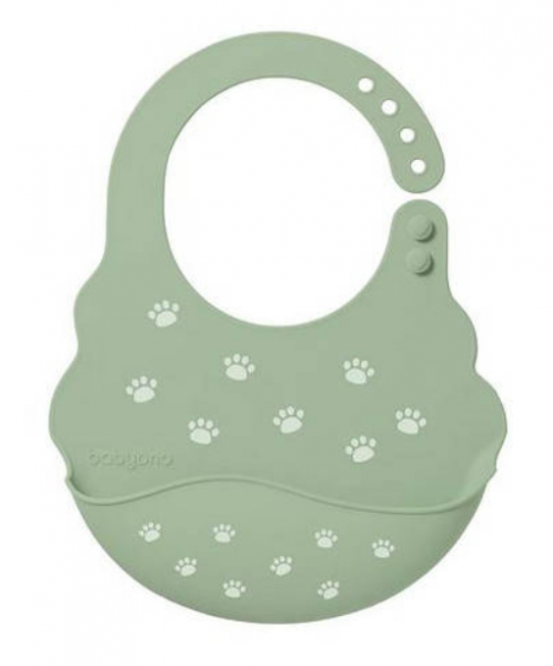 BabyOno Podbradník silikónový - Tlapky, khaki, 6 m+
