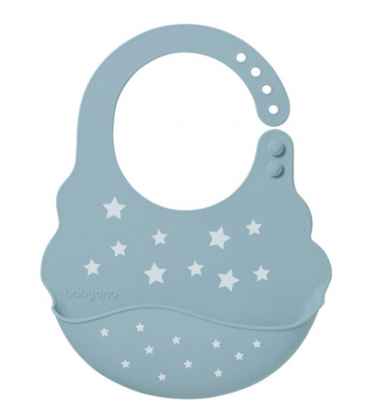 BabyOno Podbradník silikónový - Hvězdičky, modrý, 6 m+