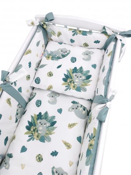 Baby Nellys 6-dielna súprava do kolísky Tropical Koala, zelená, biela