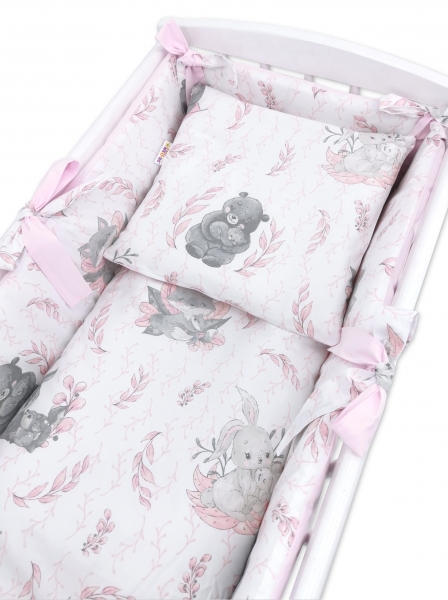 Baby Nellys 6-dielna súprava do kolísky LULU natural, růžová