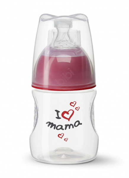 BIBI antikolikové fľaša, I love mama, 0 m +, 120 ml, červená