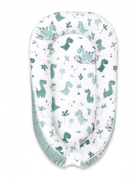 Baby Nellys Maxi obojstran. hniezdočko Velvet pre bábätko Dino, mätová