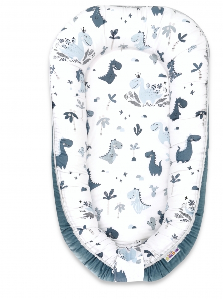 Baby Nellys Maxi obojstran. hniezdočko Velvet pre bábätko Dino - granát, zelená
