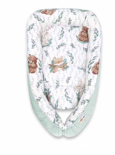 Baby Nellys Bavlnené obojstranné hniezdočko, 55x75cm, LULU natural - mätová