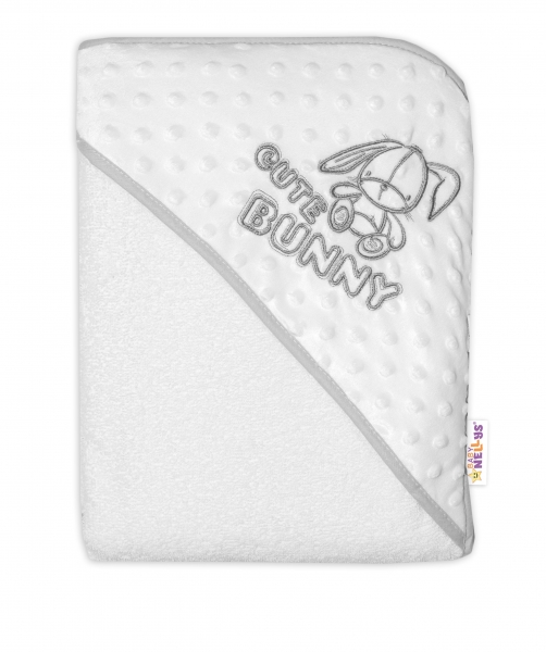Baby Nellys Froté osuška minky s kapucňou 80x80cm 100x100cm Cute Bunny - biela