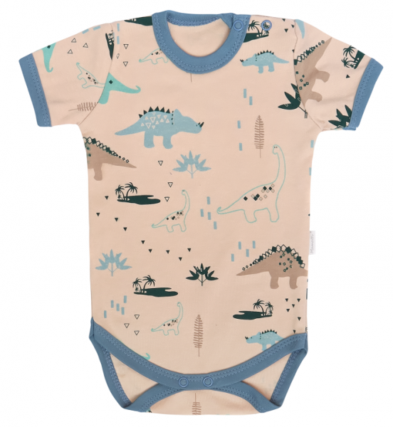 Detské body krátky rukáv, Dinosaurus, krémové, veľ. 86