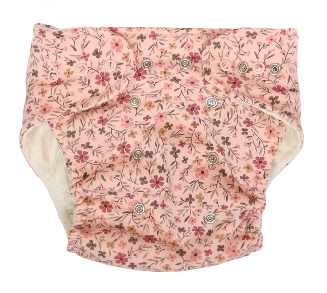 Mamatti Látková plienka EKO sada - nohavičky + 2 x plienka, Kvetinka, veľ. 5-14 kg růžová