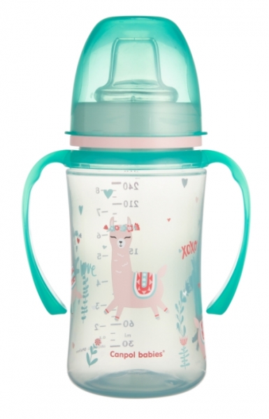 Canpol babies Nevylévací hrnček EasyStart - Zvieratka - zelená