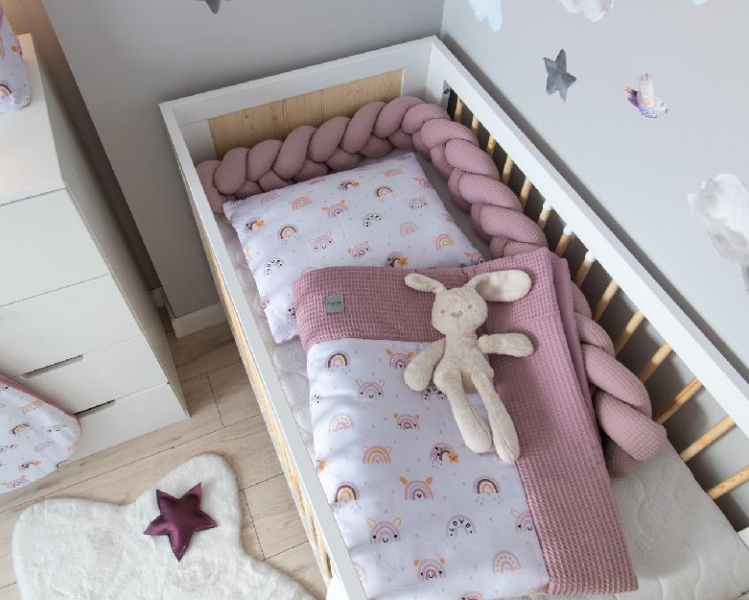Baby Nellys 2-dielna súprava do kočíka, kolísky, hniezdočka -Vafel, 3v1, bavlna LUX, Dúha