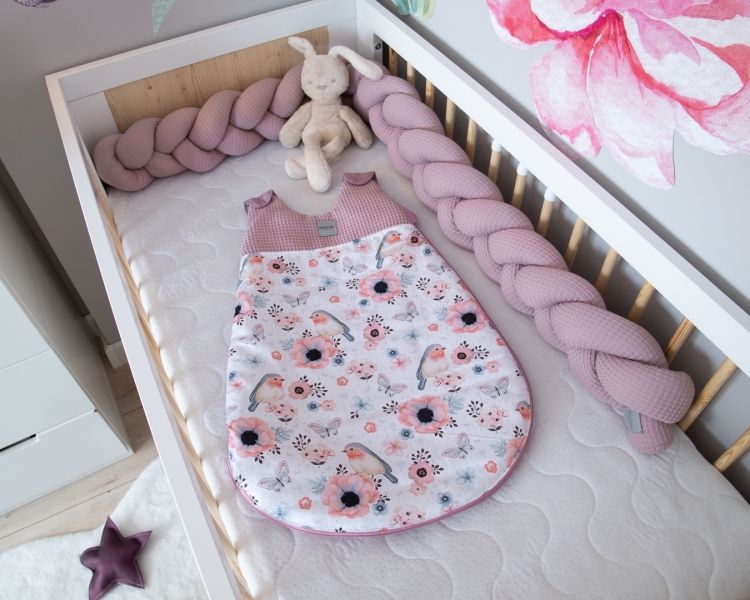 Baby Nellys Spací vak Vafel, bavlna LUX, Vtáčiki, 6-18m