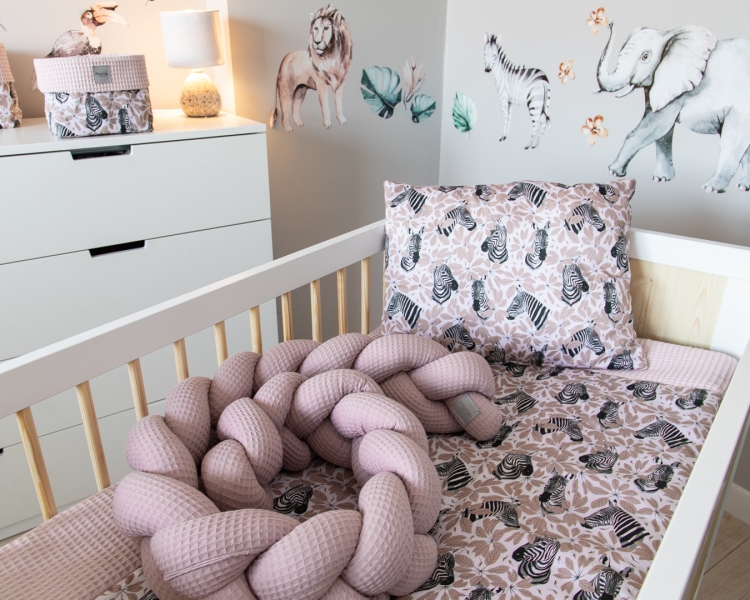 Baby Nellys Mantinel pletený vrkoč Vafel, Zebra, 320 x 16 cm