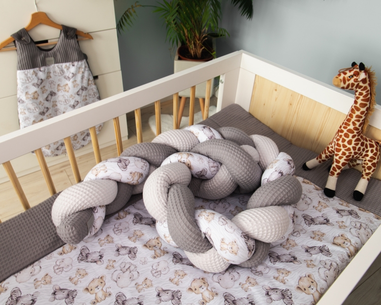 Baby Nellys Mantinel pletený vrkoč Vafel, bavlna LUX, Safari