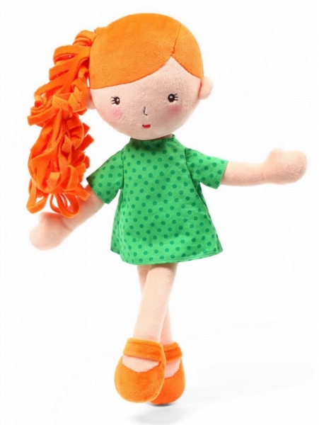 BabyOno Látková bábika Hannah - oranžová/zelená