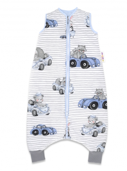 Baby Nellys, Spací vak s nohavičkami Baby Car, 90 cm - modrá