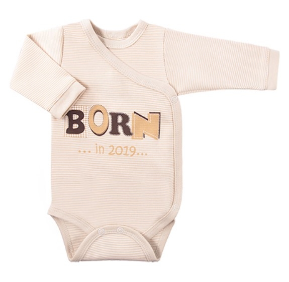 Dojčenské body dlhý rukáv, zapínanie bokom Happy Baby - bežové, veľ. 56