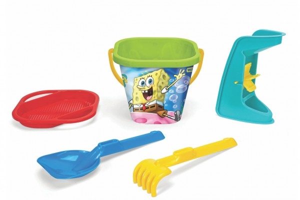 Sada na piesok 5ks Sponge Bob plast 3 druhy v sieťke 20x26x20cm 12m + Wader