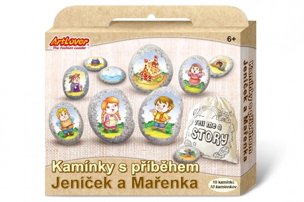 Maľovanie na štrk / kamene s príbehom Tri prasiatka kreatívne sada v krabičke 19x16x (1 KS, VHODNé OD)