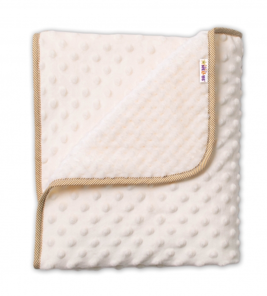 Baby Nellys Detská luxusná obojstranná deka s Minky 80x90 cm, béžová