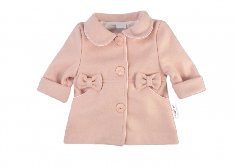 Baby Nellys Kojenecký flaušový kabátik, púdrovo ružový, veľ. 74
