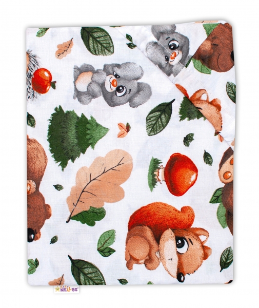 Baby Nellys Bavlnené prestieradlo 60x120 - Lesná školka, biele