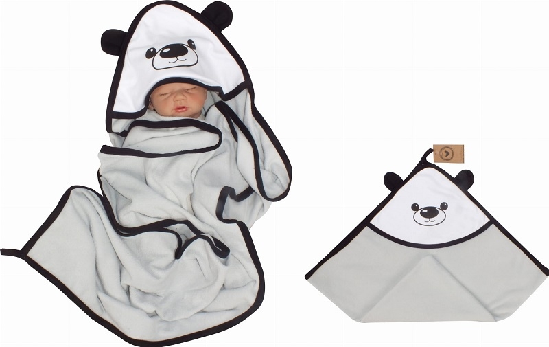 Z&Z Termoosuška s kapucňou a uškami, PANDA - šedá