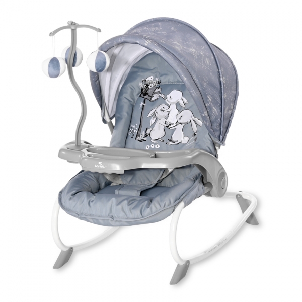 Hojdacie lehátko Lorelli DREAM TIME SILVER BLUE RABBITS