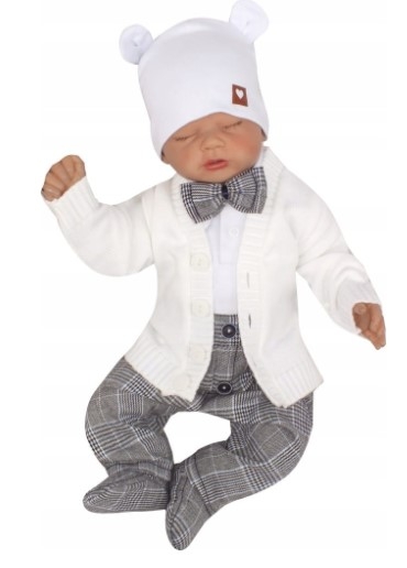 Kojenecká 6-dielna súprava ELEGANT Boy, sivá, biela, veľ 56