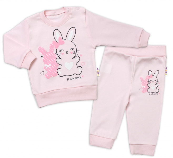 Baby Nellys Detská tepláková súprava Cute Bunny - ružová, veľ. 86-#Velikost koj. oblečení;86 (12-18m)