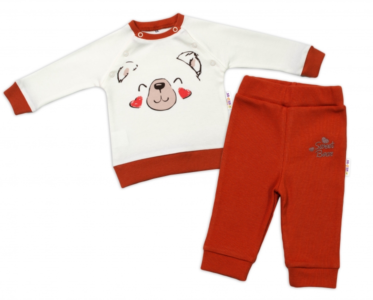 Baby Nellys Detská tepláková súprava Teddy,dvojaké zap. pri krku - smotanová, veľ. 86-#Velikost koj. oblečení;86 (12-18m)