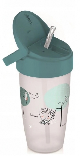 Lovi hrnček so slamkou Lovely Girl - Junior, 14m +, ružový / bordo, 350ml