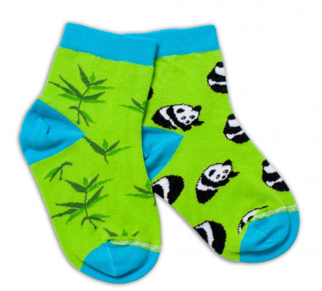 Baby Nellys Bavlnené veselé ponožky  Panda - zelené, veľ. 122/128-#Velikost koj. oblečení;122-128 (6-8r) ()