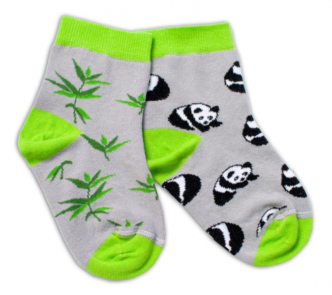 Baby Nellys Bavlnené veselé ponožky  Panda - sivé, veľ. 104/116-#Velikost koj. oblečení;104-116 (4-6r)